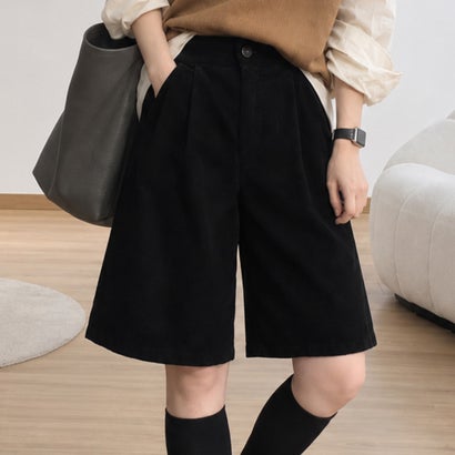 コーデュロイタックワイドハーフパンツ秋冬 （カーキ系1（裏起毛あり））｜詳細画像
