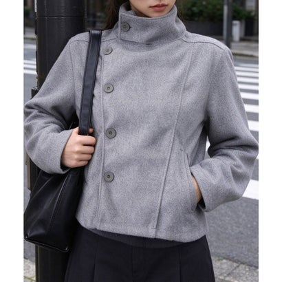 ミニミニストア miniministore スタンドカラーショートコート 斜めボタン （グレー）｜詳細画像