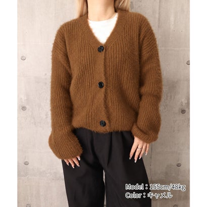 ミニミニストア miniministore シャギーニットショートカーディガン韓国風 （キャメル）｜詳細画像