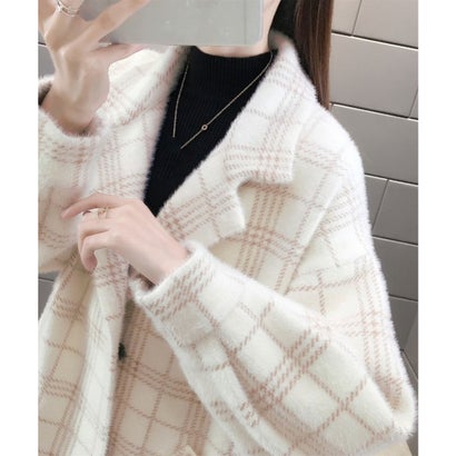 ミニミニストア miniministore チェック柄シャギーロングチェスターコート （キャメル）｜詳細画像