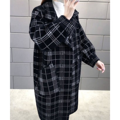ミニミニストア miniministore チェック柄シャギーロングチェスターコート （アイボリー）｜詳細画像
