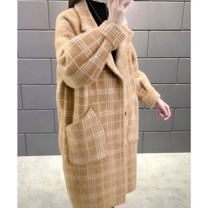 ミニミニストア miniministore チェック柄シャギーロングチェスターコート （ブラック）｜詳細画像