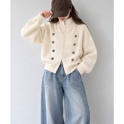 ミニミニストア miniministore ナポレオン風ニットジャケットダブルジップ （ネイビー）｜詳細画像
