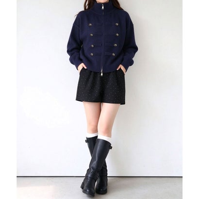 ミニミニストア miniministore ナポレオン風ニットジャケットダブルジップ （アイボリー）｜詳細画像