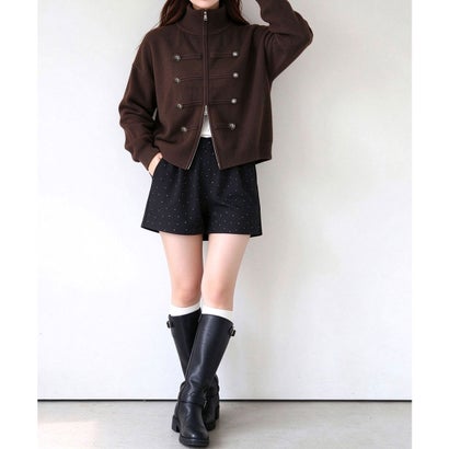 ミニミニストア miniministore ナポレオン風ニットジャケットダブルジップ （アイボリー）｜詳細画像