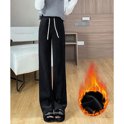 ミニミニストア miniministore 裏起毛 コーデュロイパンツ レディース冬 （ダークグレー）｜詳細画像