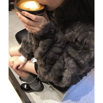金ボタンファージャケットショート丈コート （ダークグレー）｜詳細画像