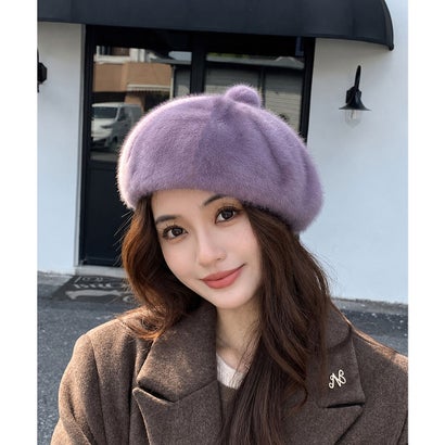 ミニミニストア miniministore もこもこフェイクファーベレー帽 秋冬帽子 （ワインレッド）｜詳細画像