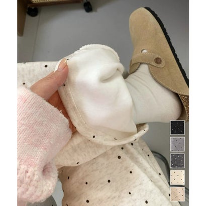 裏起毛ドット柄ワイドスウェットパンツ秋冬 （ダークグレー）｜詳細画像