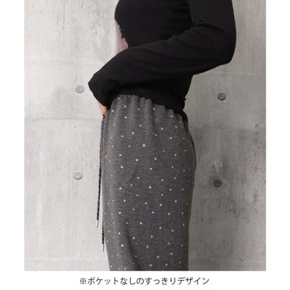 裏起毛ドット柄ワイドスウェットパンツ秋冬 （ダークグレー）｜詳細画像