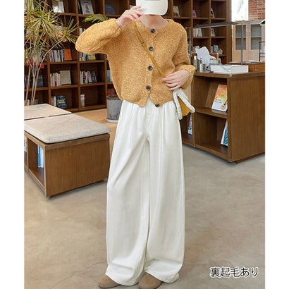 裏起毛ノーマル2タイプ ワイドパンツ美脚 （サックスブルー*裏起毛あり）｜詳細画像