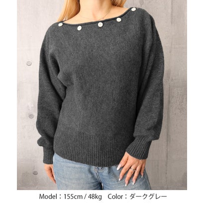 オフショルダー ニットトップス韓国風秋服 （ベージュ）｜詳細画像