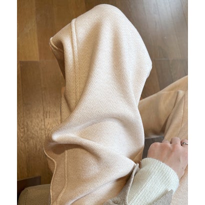 ヘリンボーン柄ストレートパンツ裾スリット （チャコールグレー）｜詳細画像