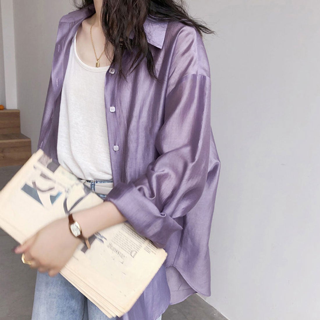 miniministore シアーシャツブラウス カーディガン 夏 - ファッション 