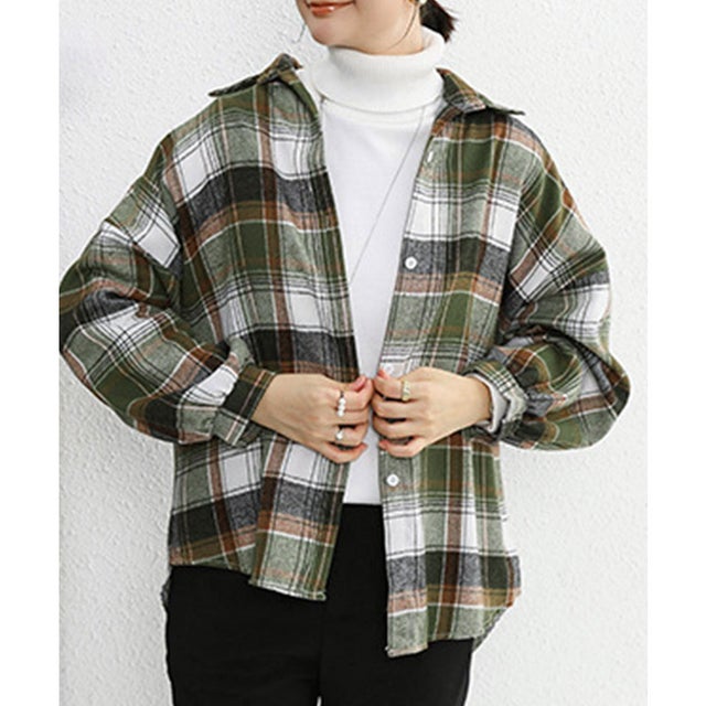 シャツ ブラウス チェック柄シャツ 長袖 （A13）