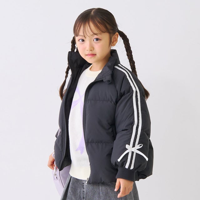 袖リボン中綿ブルゾン （黒）