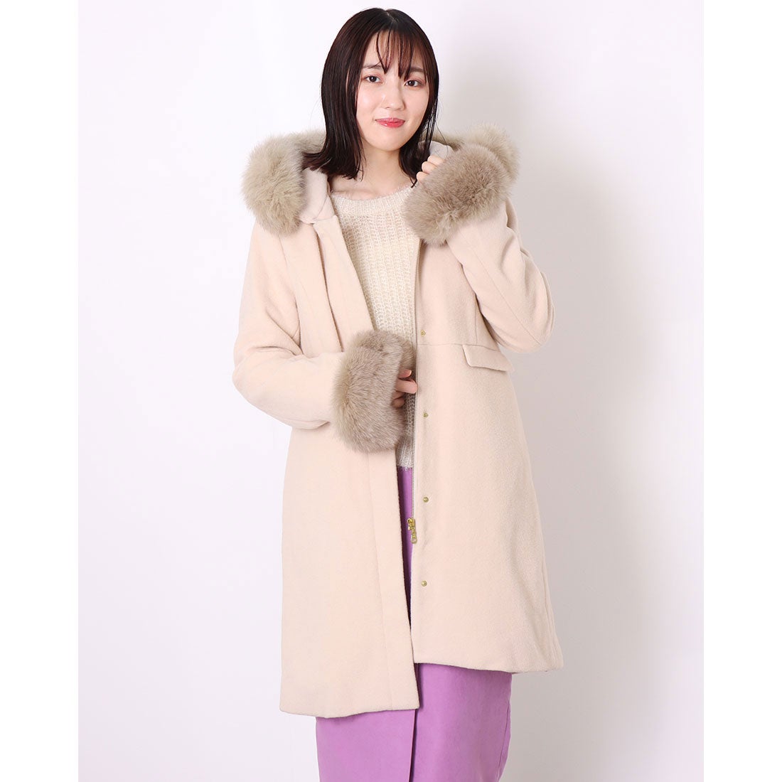 ミーア アウトレット MIIA Outlet 5WAY FOXファーコート （ベージュ 
