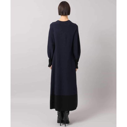 ミッシェルクラン MICHEL KLEIN ホールガーメント(R)バイカラーニットワンピース （ネイビー）｜詳細画像