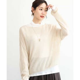 [洗える]モヘアメッシュニット （ベージュ）