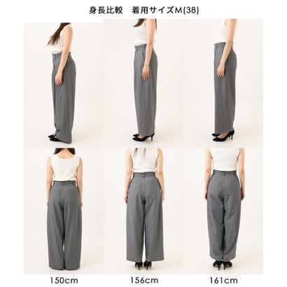 [洗える]バレル風シルエット梳毛パンツ （ダークグレー）｜詳細画像