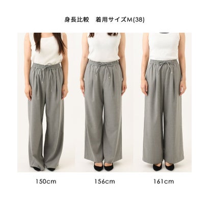 [洗える]裏起毛ワイドストレートプルオンパンツ（無地） （グレー）｜詳細画像