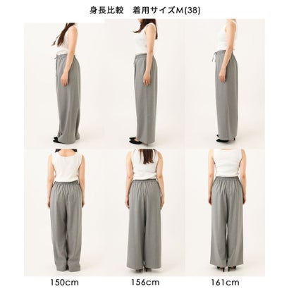 [洗える]裏起毛ワイドストレートプルオンパンツ（無地） （ブラック）｜詳細画像