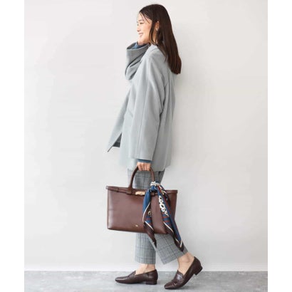 エムケー ミッシェルクラン MK MICHEL KLEIN [両面起毛/洗える]グレンチェック柄テーパードパンツ （グレー）｜詳細画像
