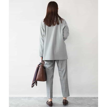 エムケー ミッシェルクラン MK MICHEL KLEIN [両面起毛/洗える]グレンチェック柄テーパードパンツ （グレー）｜詳細画像