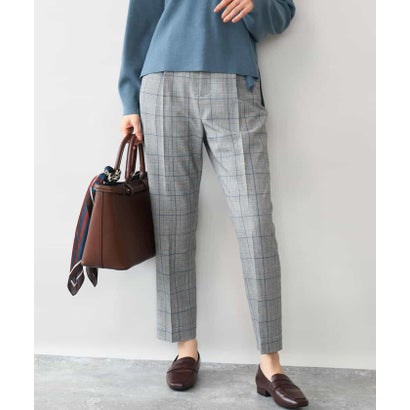 エムケー ミッシェルクラン MK MICHEL KLEIN [両面起毛/洗える]グレンチェック柄テーパードパンツ （ダークグレー）｜詳細画像