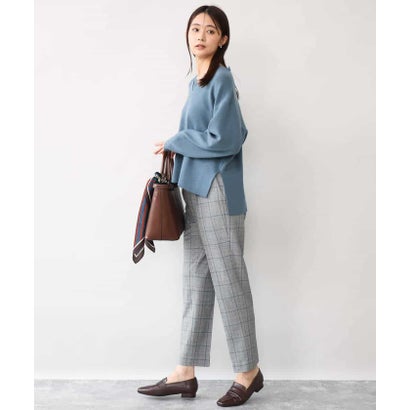 エムケー ミッシェルクラン MK MICHEL KLEIN [両面起毛/洗える]グレンチェック柄テーパードパンツ （ダークグレー）｜詳細画像