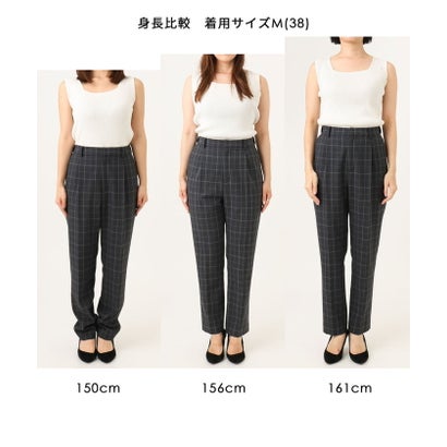 エムケー ミッシェルクラン MK MICHEL KLEIN [両面起毛/洗える]グレンチェック柄テーパードパンツ （ダークグレー）｜詳細画像