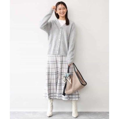 エムケー ミッシェルクラン MK MICHEL KLEIN [洗える]バイアスチェック柄プリーツニットスカート （グレージュ）｜詳細画像