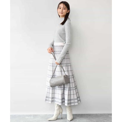エムケー ミッシェルクラン MK MICHEL KLEIN [洗える]バイアスチェック柄プリーツニットスカート （グレージュ）｜詳細画像