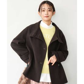 [超軽量]エアリアルウール スタンドカラーショートコート （ブラウン）