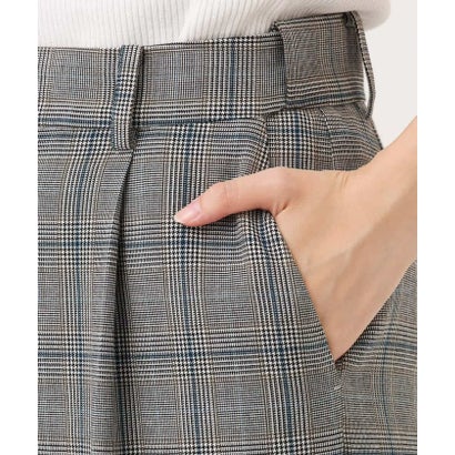 [両面起毛/洗える]グレンチェック柄ワイドパンツ （ダークグレー）｜詳細画像