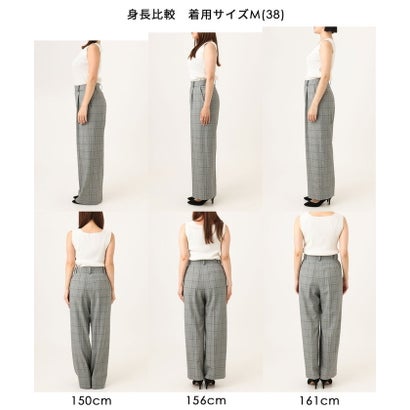 [両面起毛/洗える]グレンチェック柄ワイドパンツ （グレー）｜詳細画像