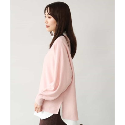 [カシミヤ混/洗える]Vネックニット （ライトブラウン）｜詳細画像
