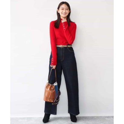 [ウール100/洗える]SUPER FINE WOOLベーシックタートルネックニット （レッド）｜詳細画像