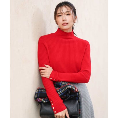 [ウール100/洗える]SUPER FINE WOOLベーシックタートルネックニット （レッド）｜詳細画像