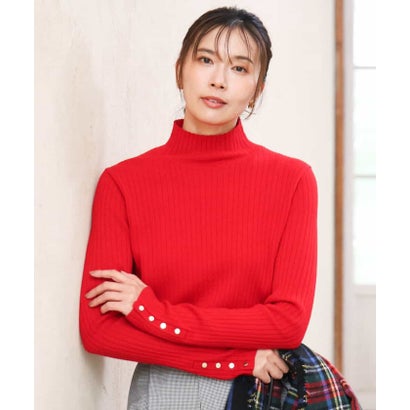 [ウール100/洗える]SUPER FINE WOOLベーシックタートルネックニット （レッド）｜詳細画像