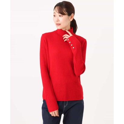 [ウール100/洗える]SUPER FINE WOOLベーシックタートルネックニット （レッド）｜詳細画像