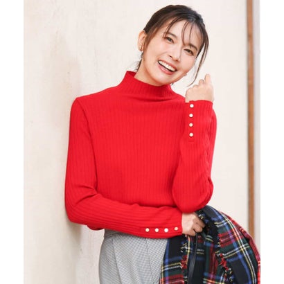 [ウール100/洗える]SUPER FINE WOOLベーシックタートルネックニット （レッド）｜詳細画像