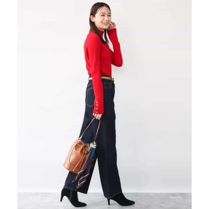 [ウール100/洗える]SUPER FINE WOOLベーシックタートルネックニット （レッド）｜詳細画像
