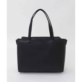 [A4収納/2WAY]ステップパネルスクエアトートバッグ （ブラック）