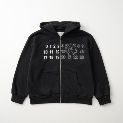 パーカー キッズ NUMBER LOGO PRINT FULL-ZIP HOODIE M61115 MM02X （ブラック(M6900)）｜詳細画像