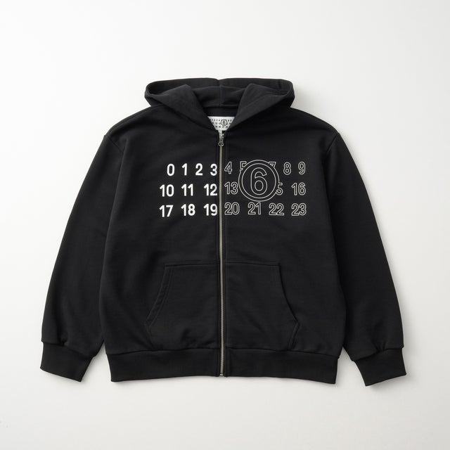 パーカー キッズ NUMBER LOGO PRINT FULL-ZIP HOODIE M61115 MM02X （ブラック(M6900)）