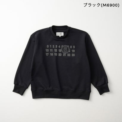 エムエムシックス メゾン マルジェラ MM6 Maison Margiela スウェット キッズ CREWNECK SWEATSHIRT WITH LOGO M61116 MM02X （ブラック(M6900)）｜詳細画像