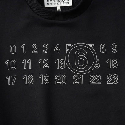 エムエムシックス メゾン マルジェラ MM6 Maison Margiela スウェット キッズ CREWNECK SWEATSHIRT WITH LOGO M61116 MM02X （ブラック(M6900)）｜詳細画像