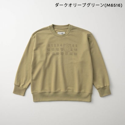 エムエムシックス メゾン マルジェラ MM6 Maison Margiela スウェット キッズ CREWNECK SWEATSHIRT WITH LOGO M61116 MM02X （ダークオリーブグリーン(M6516)）｜詳細画像