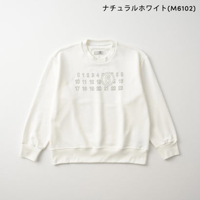エムエムシックス メゾン マルジェラ MM6 Maison Margiela スウェット キッズ CREWNECK SWEATSHIRT WITH LOGO M61116 MM02X （ナチュラルホワイト(M6102)）｜詳細画像